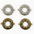 Pewter Detailed Connector Charm Filigree Antique Silver (2pc)