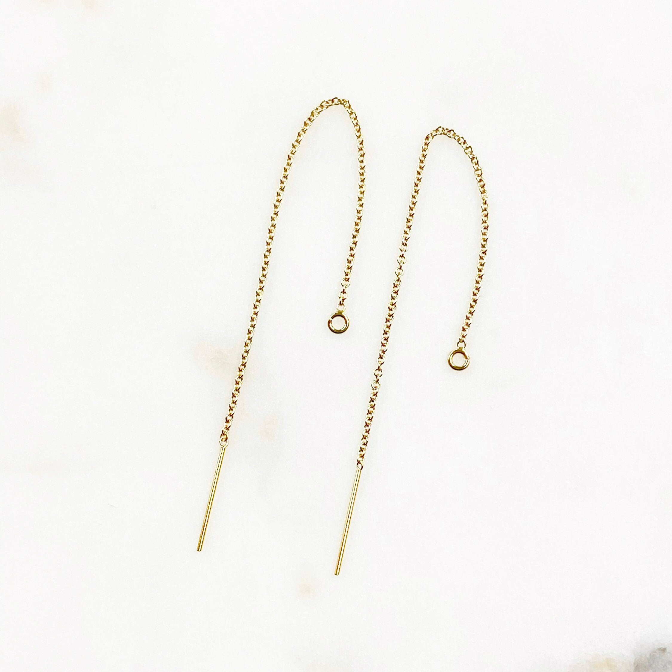 Sterling Silver or Gold Filled Long 3.5 Inch Chain Threader Dangle (2pc)