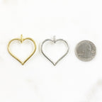 Pewter Large Heart Charm Matte Gold or Silver Love Valentine's