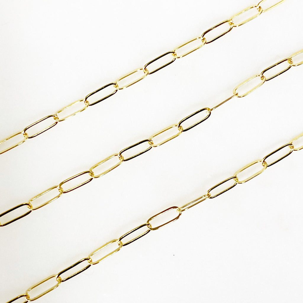 Gold Filled or Brass Dainty Elongated Flat Drawn Rectangle – Sold by the Foot