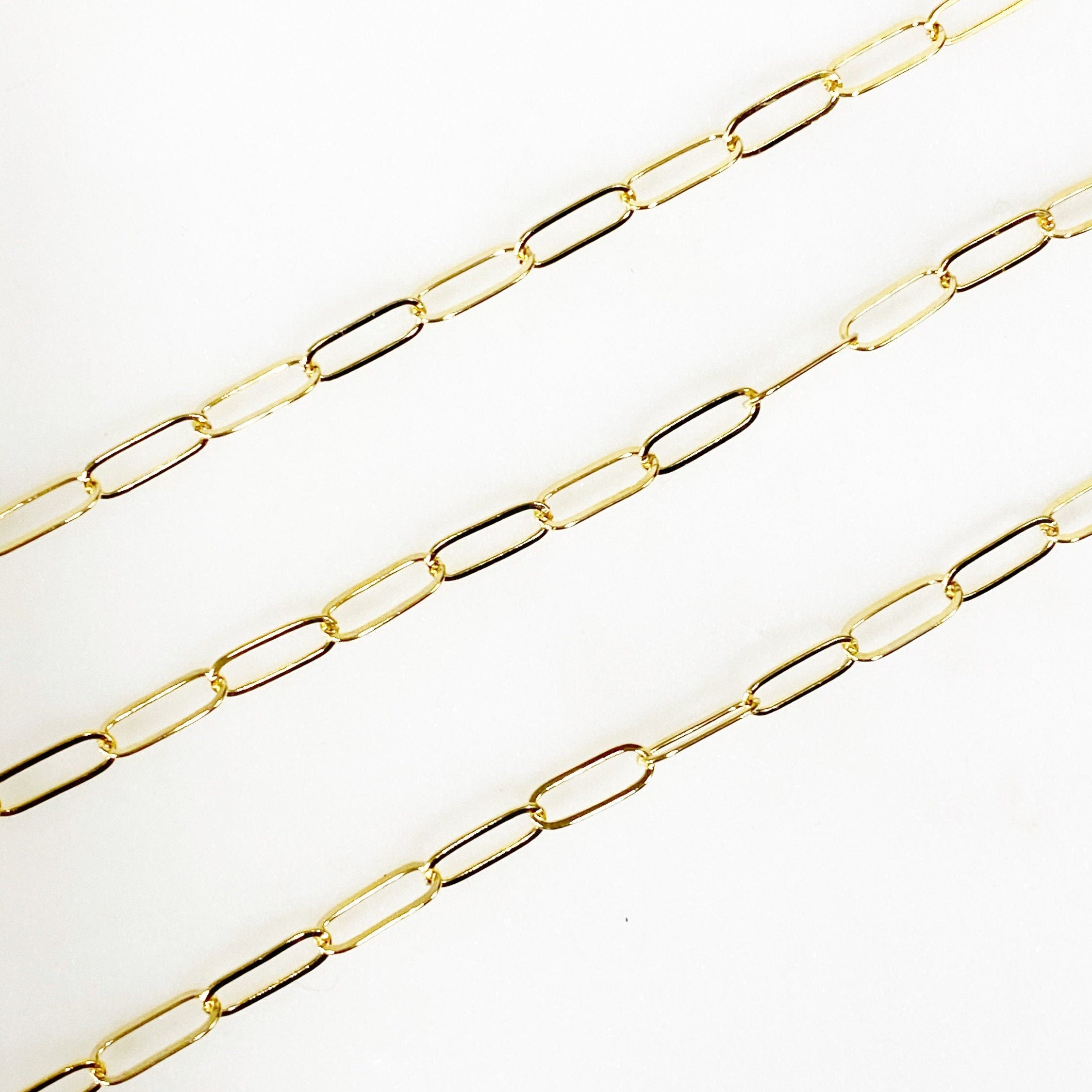 Gold Filled or Brass Dainty Elongated Flat Drawn Rectangle – Sold by the Foot