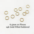 14K Gold Filled 6.5mm 20 Gauge Soldered Closed Jump Rings Charm Links (10pc)