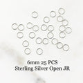 Sterling Silver 6mm 24 Gauge Open Jump Rings Charm Links Findings (25pc)