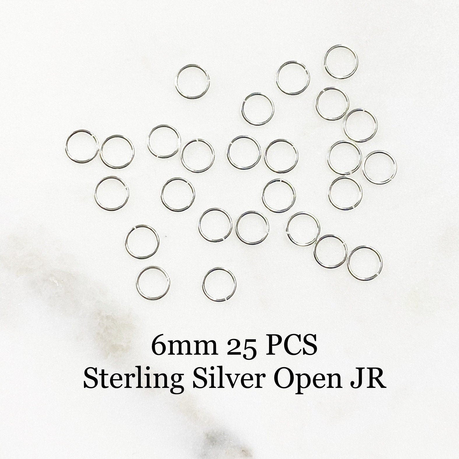 Sterling Silver 6mm 24 Gauge Open Jump Rings Charm Links Findings (25pc)