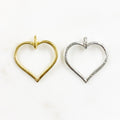 Pewter Large Heart Charm Matte Gold or Silver Love Valentine's