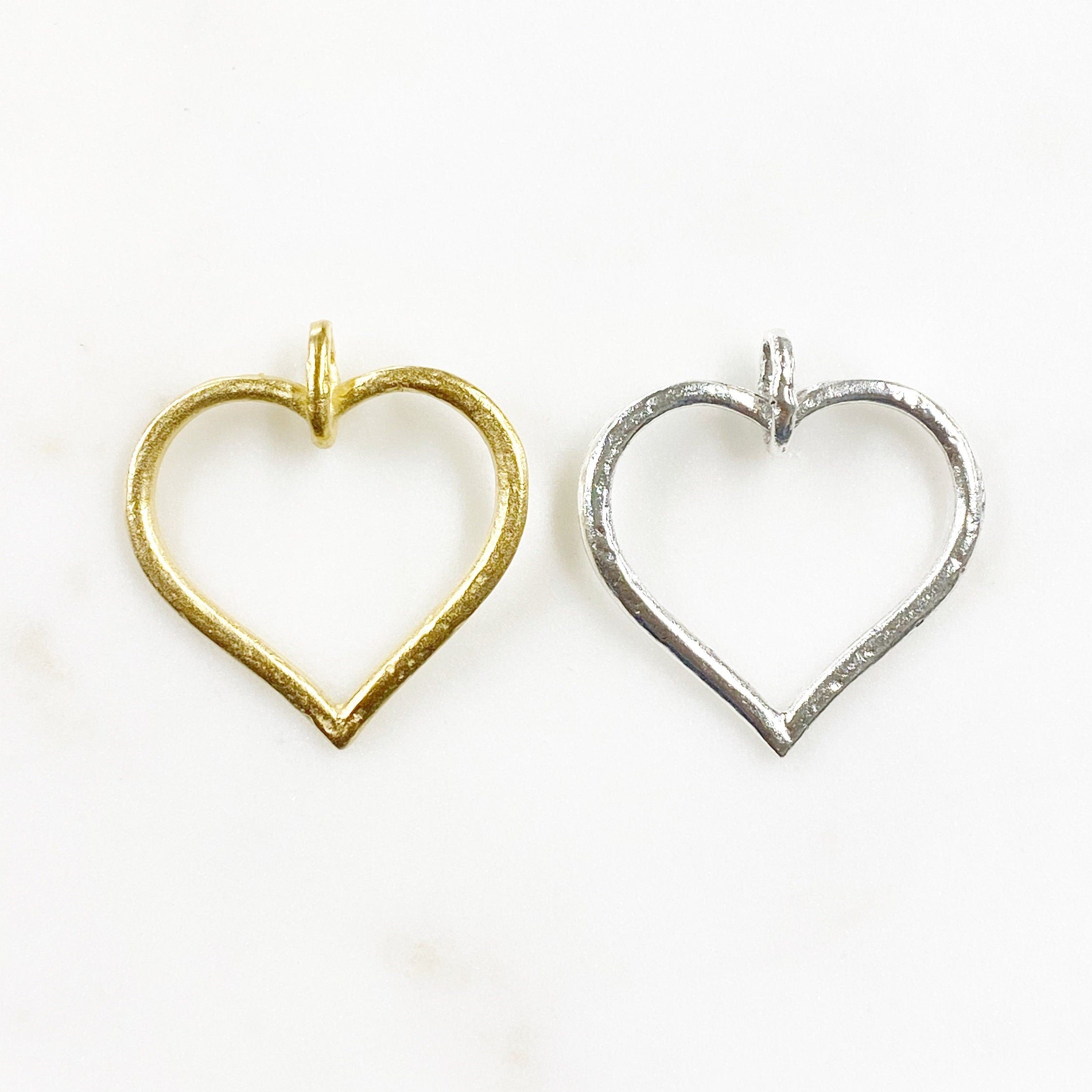 Pewter Large Heart Charm Matte Gold or Silver Love Valentine's