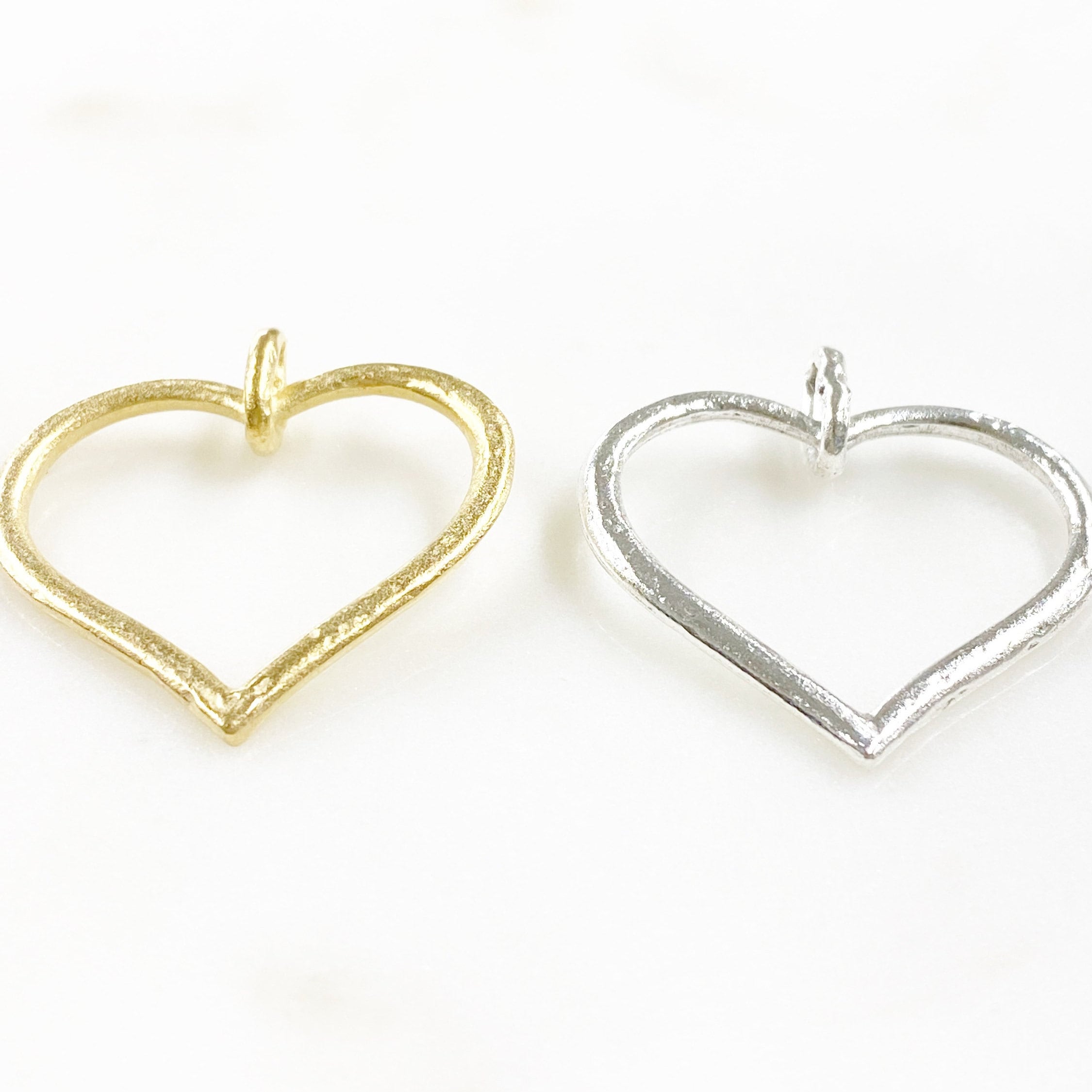 Pewter Large Heart Charm Matte Gold or Silver Love Valentine's