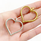 Pewter Large Heart Charm Matte Gold or Silver Love Valentine's