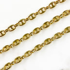 Gold Plated or Brass Mariner Link Chain Thick Chain – Sold by the Foot