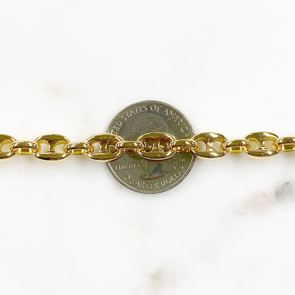 Gold Plated or Brass Mariner Link Chain Thick Chain – Sold by the Foot