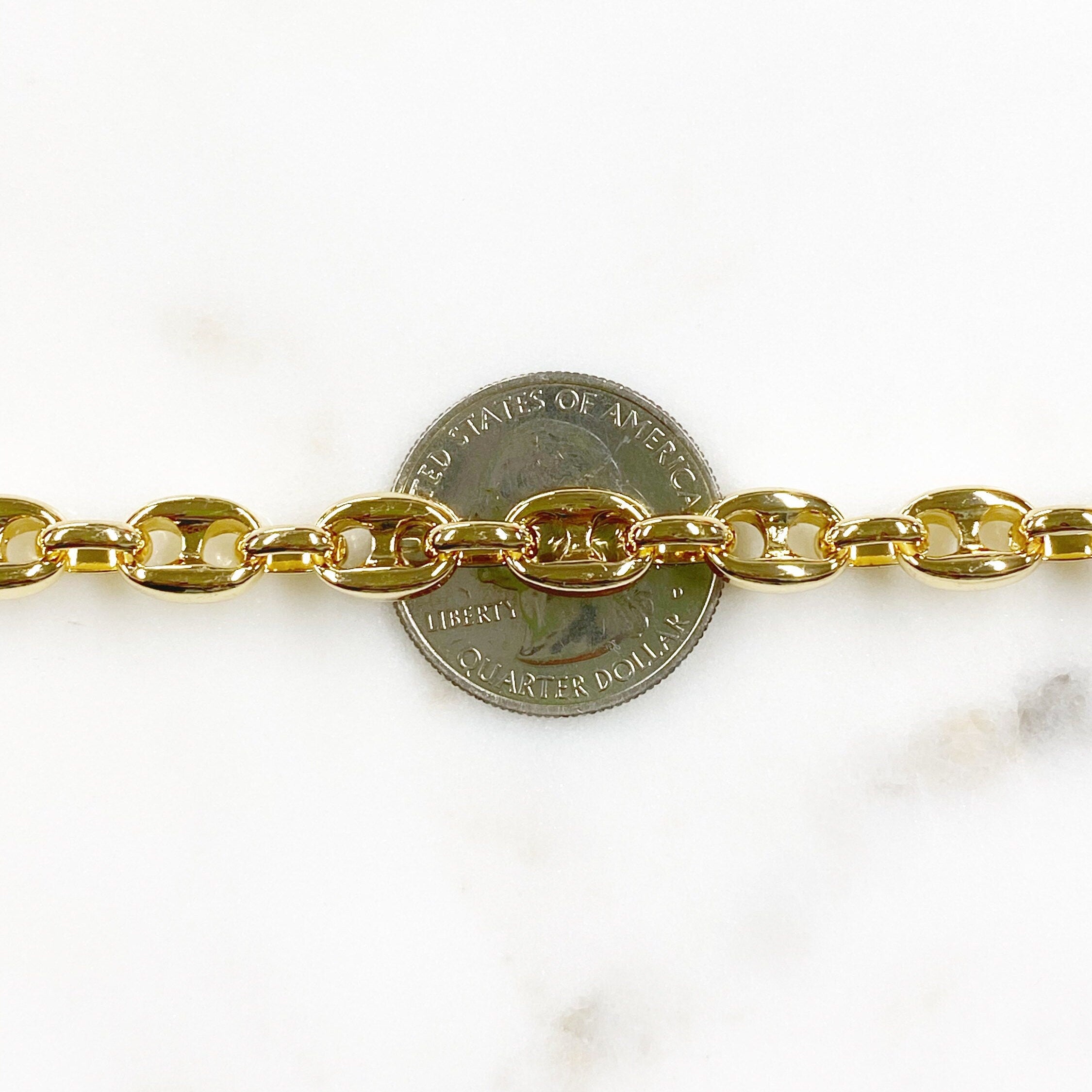Gold Plated or Brass Mariner Link Chain Thick Chain – Sold by the Foot