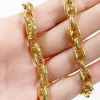 Gold Plated or Brass Mariner Link Chain Thick Chain – Sold by the Foot