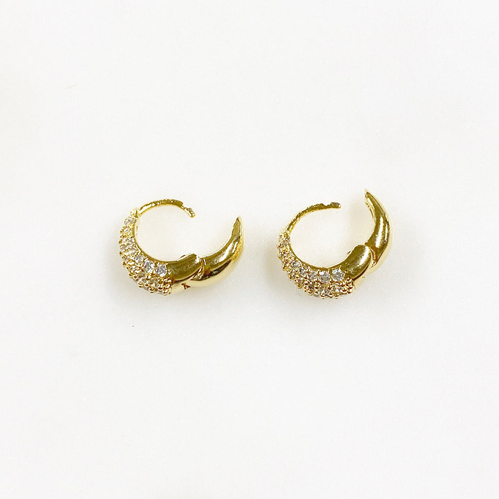 9mmx10mm Gold Plated Cubic Zirconia Huggie Hoops Earring Findings (2pc)