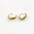 9mmx10mm Gold Plated Cubic Zirconia Huggie Hoops Earring Findings (2pc)