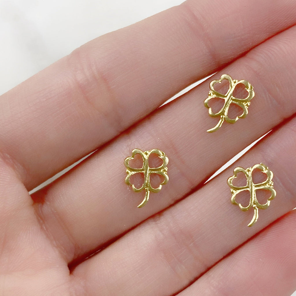 13mmx10mm Sterling Silver or 14K Gold Filled or Four Leaf Clover Charm (4pc)