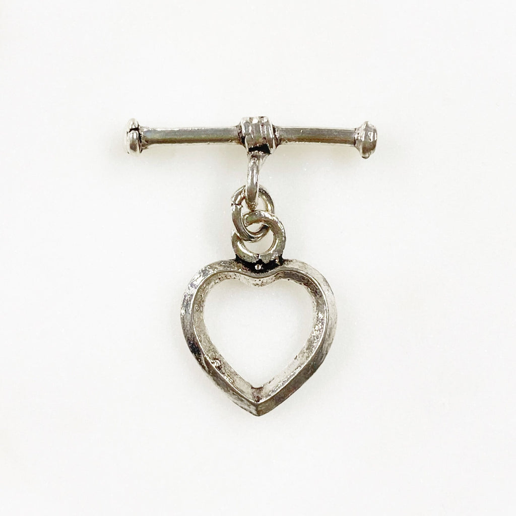 Sterling Silver Heart Toggle Bar Clasp Necklace End Set Findings Toggle (2pc)