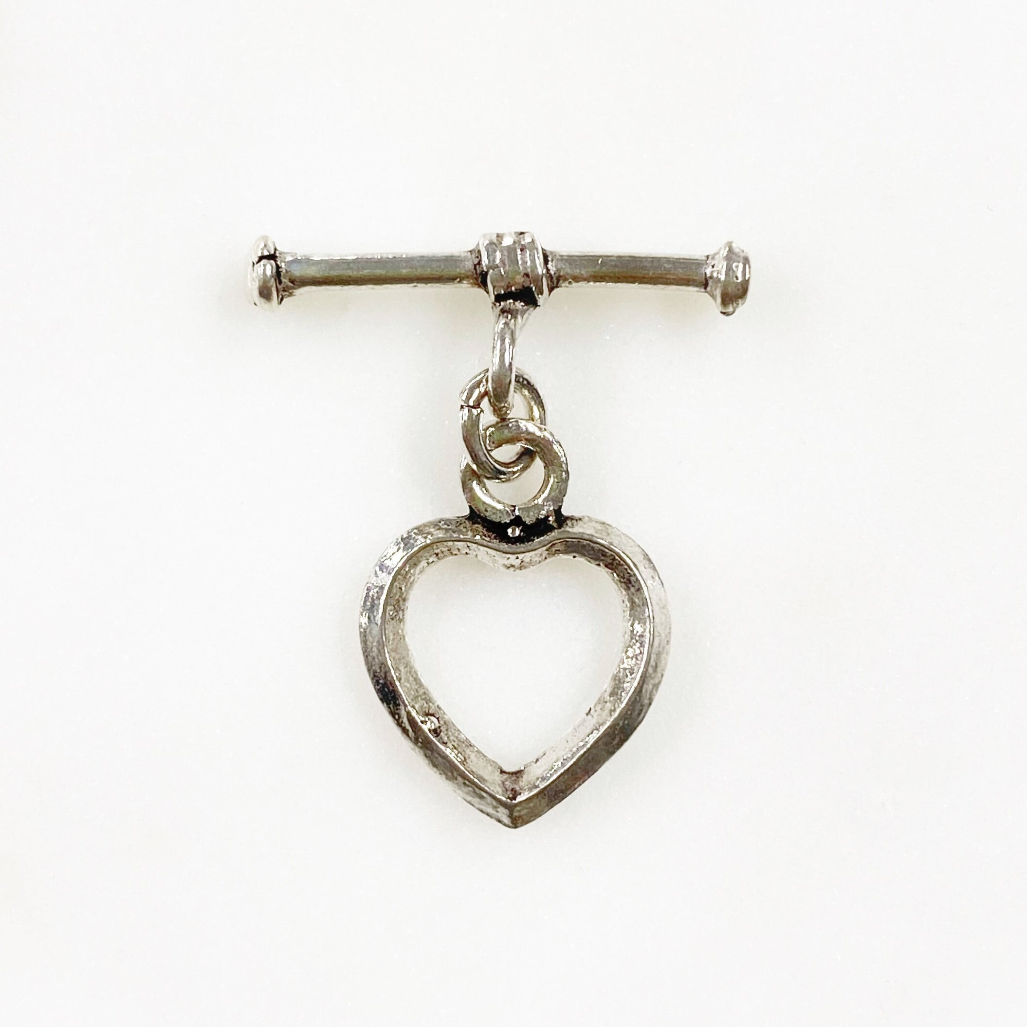 Sterling Silver Heart Toggle Bar Clasp Necklace End Set Findings Toggle (2pc)
