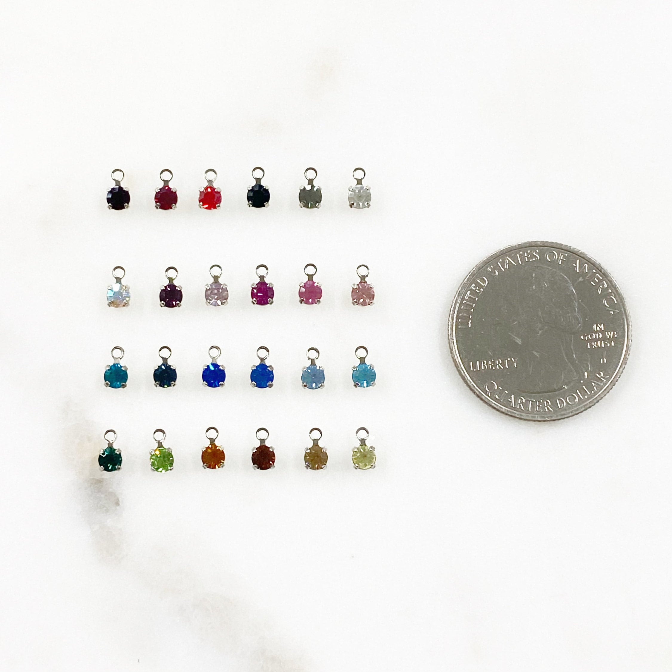 Base Metal Swarovski Crystal Round Rhinestone Crystal 5mm Charm (15pc)