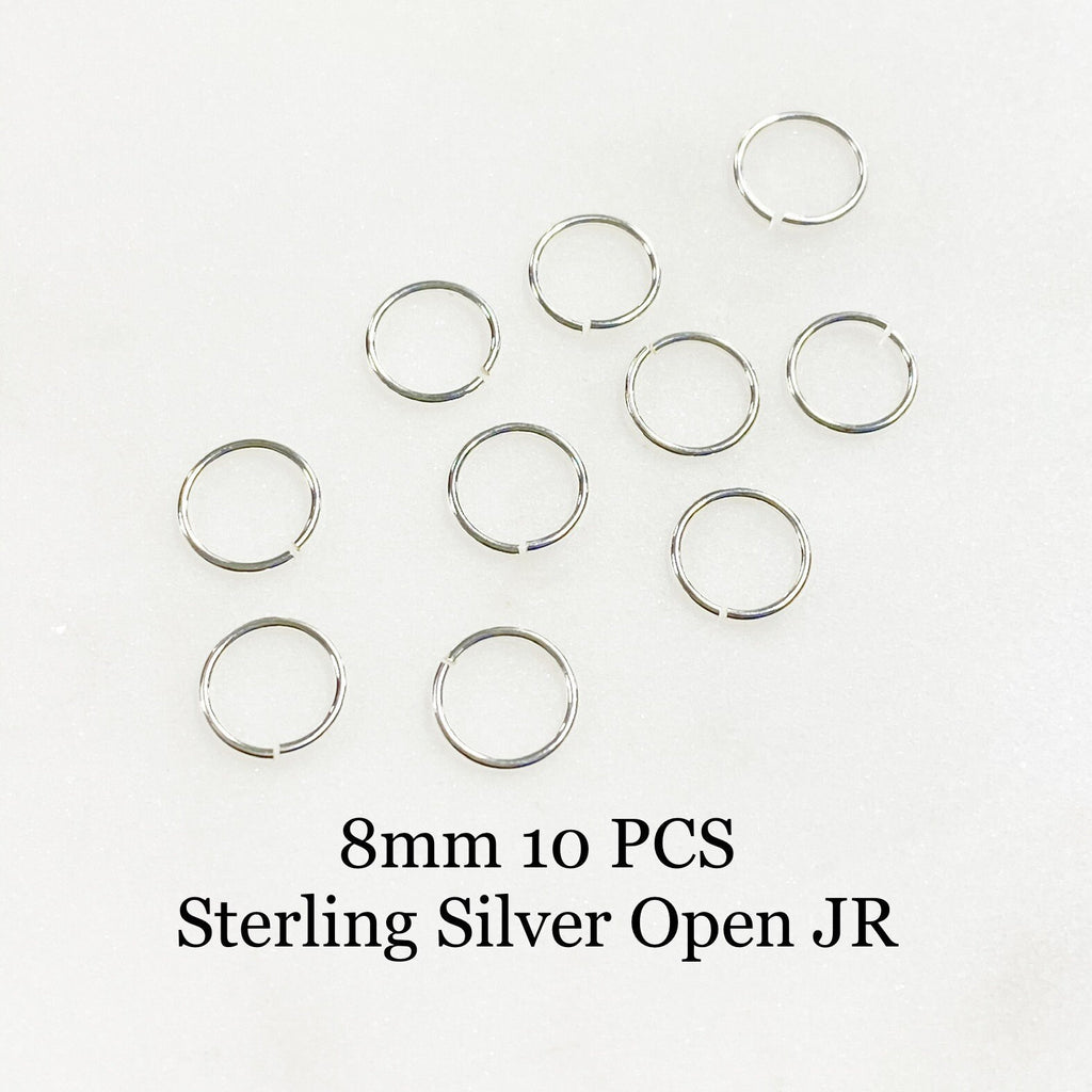 Sterling Silver 8mm 24 Gauge Open Jump Rings Charm Links Findings (10pc)