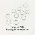 Sterling Silver 8mm 24 Gauge Open Jump Rings Charm Links Findings (10pc)