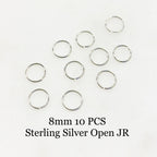 Sterling Silver 8mm 24 Gauge Open Jump Rings Charm Links Findings (10pc)