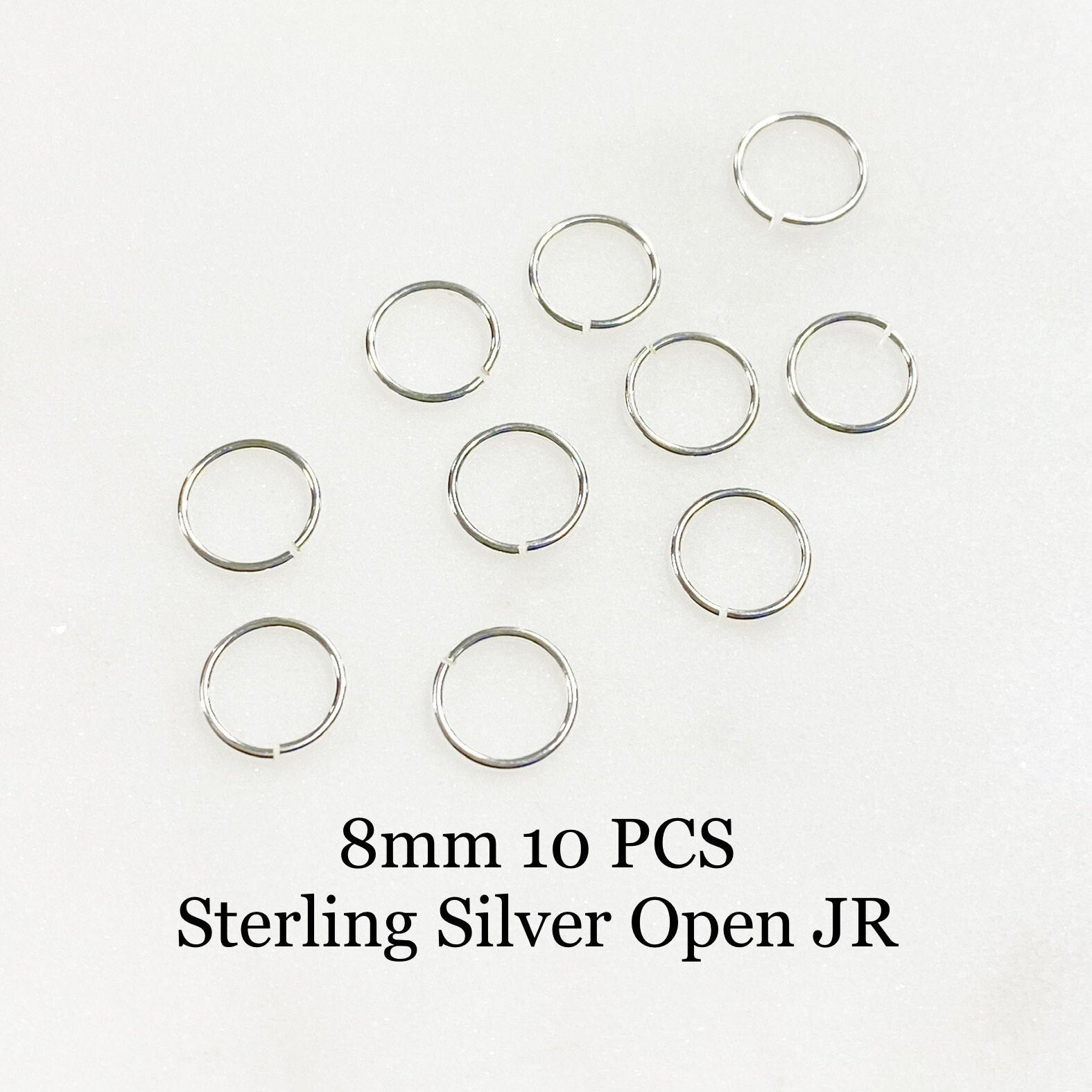 Sterling Silver 8mm 24 Gauge Open Jump Rings Charm Links Findings (10pc)