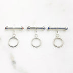 25mm Sterling Silver Large Toggle Bar with Semi Precious Stone Ends (2pc)
