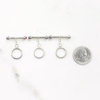 25mm Sterling Silver Large Toggle Bar with Semi Precious Stone Ends (2pc)