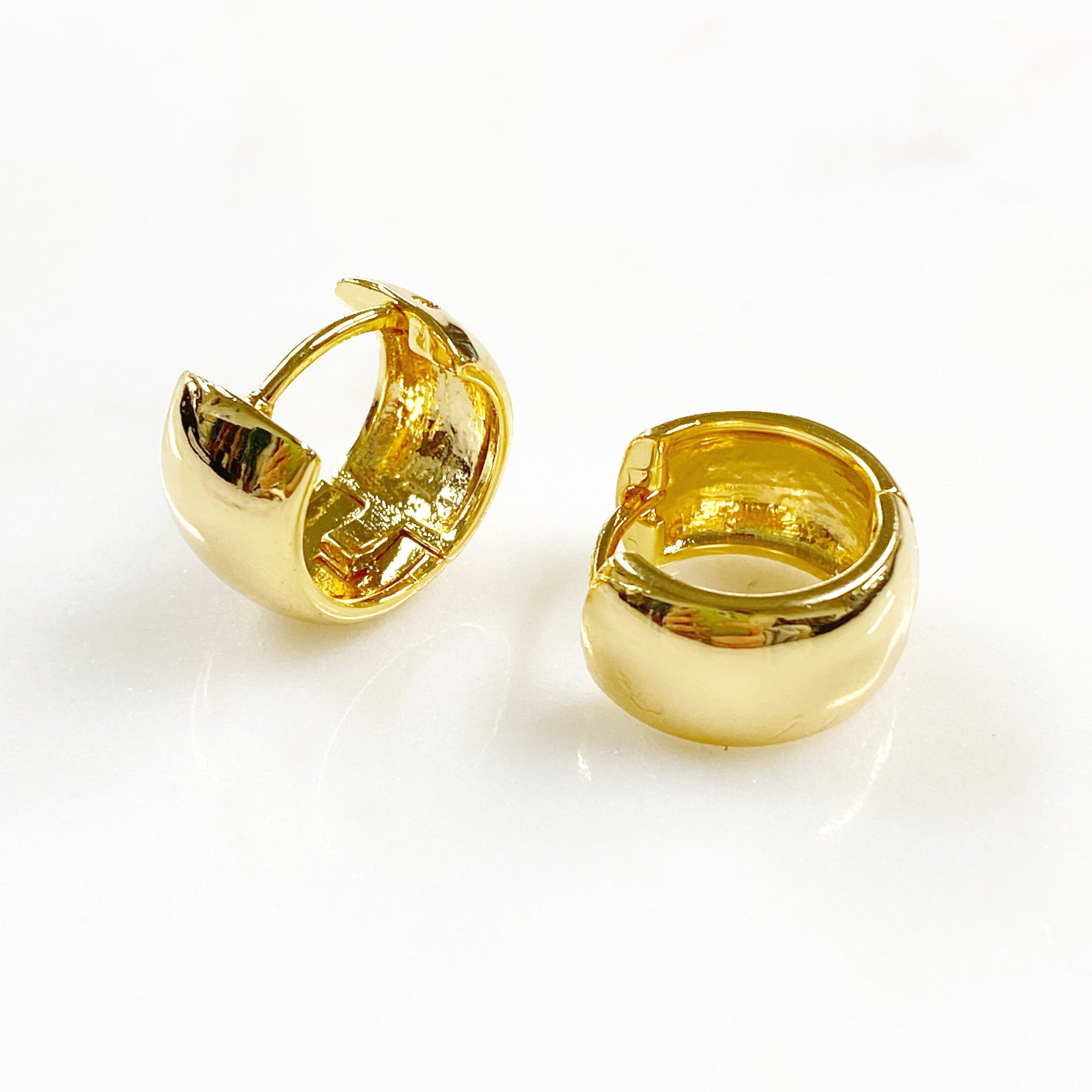 18K Gold Filled 9mmx18mm Extra Thick Mini Hoop Earring Huggie Hoops (2pc)