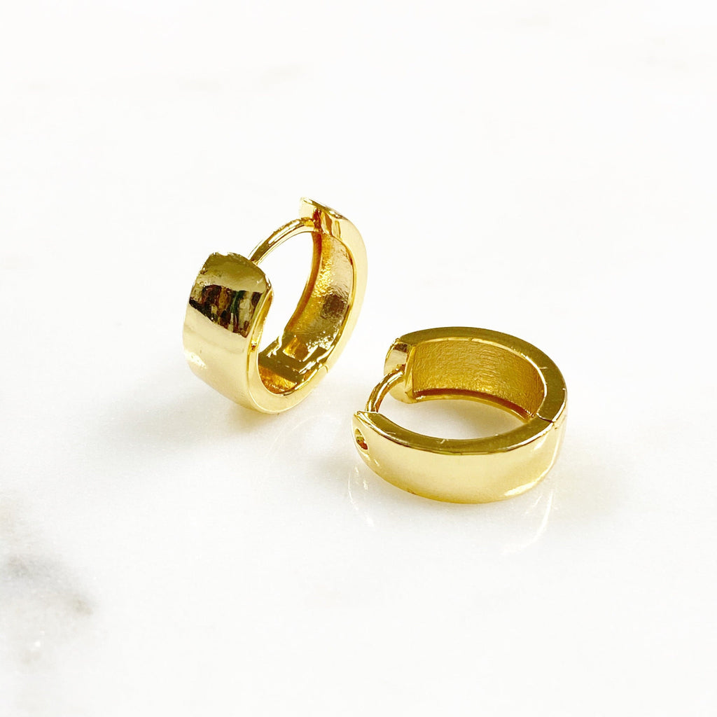 15mmx6mm 18K Gold Filled Simple Thick Hoop Earring Huggie Hoops Ready (2pc)