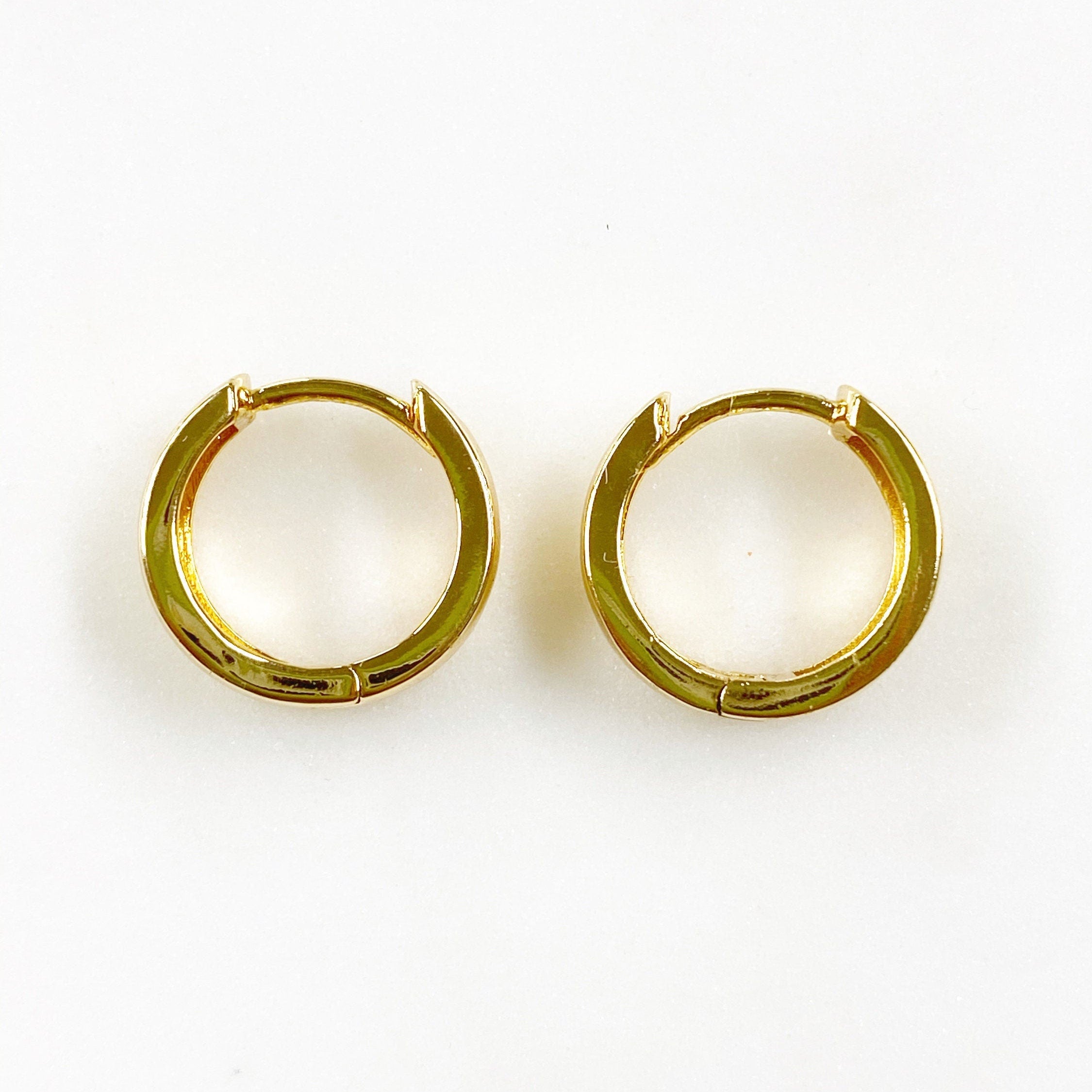 15mmx6mm 18K Gold Filled Simple Thick Hoop Earring Huggie Hoops Ready (2pc)