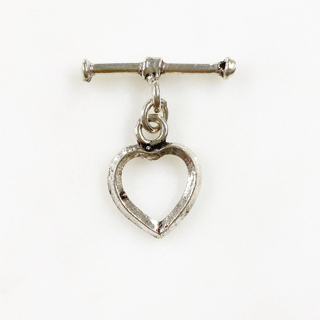 Sterling Silver Heart Toggle Bar Clasp Necklace End Set Findings Toggle (2pc)