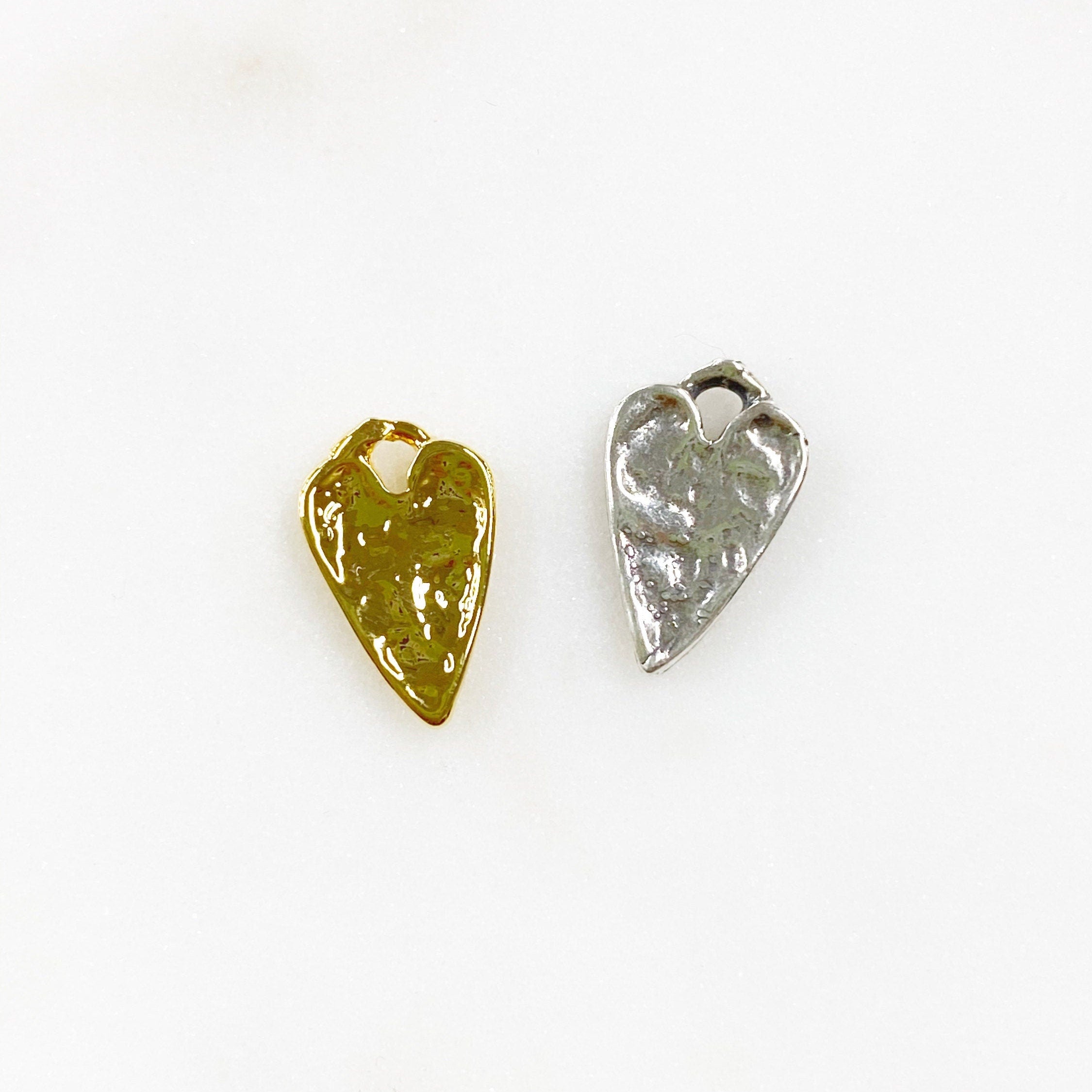Sterling Silver or Vermeil Dainty Textured Hammered Small Heart Charm
