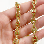 12mmx9mm Brass Gold Metal Mariner Chain Thick Gold Chain – Sold by the Foot