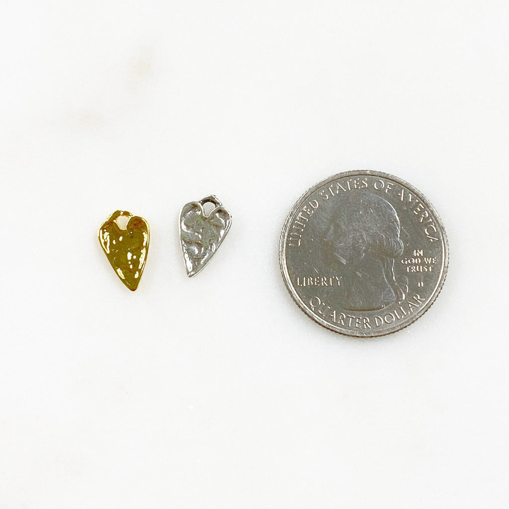 Sterling Silver or Vermeil Dainty Textured Hammered Small Heart Charm
