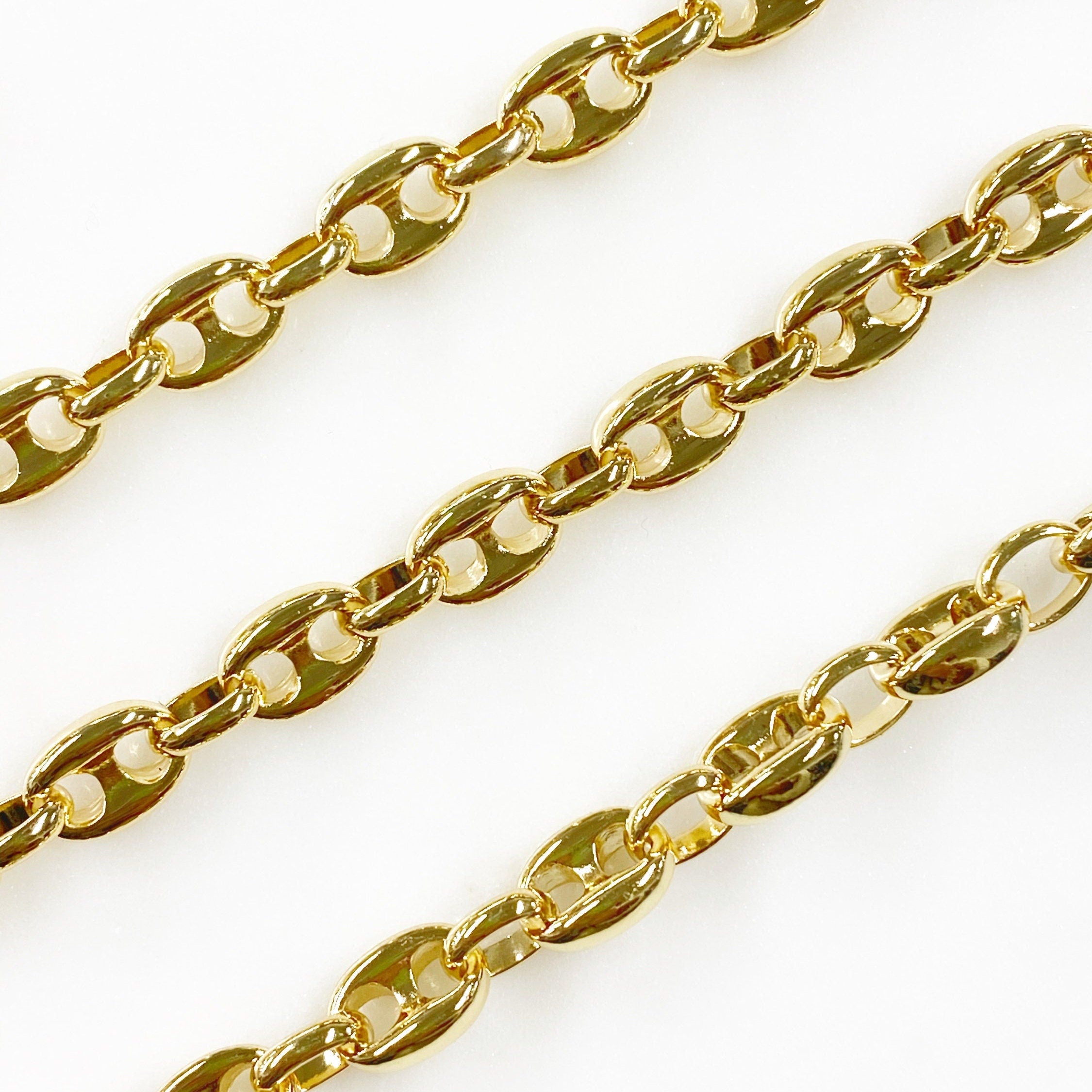 12mmx9mm Brass Gold Metal Mariner Chain Thick Gold Chain – Sold by the Foot
