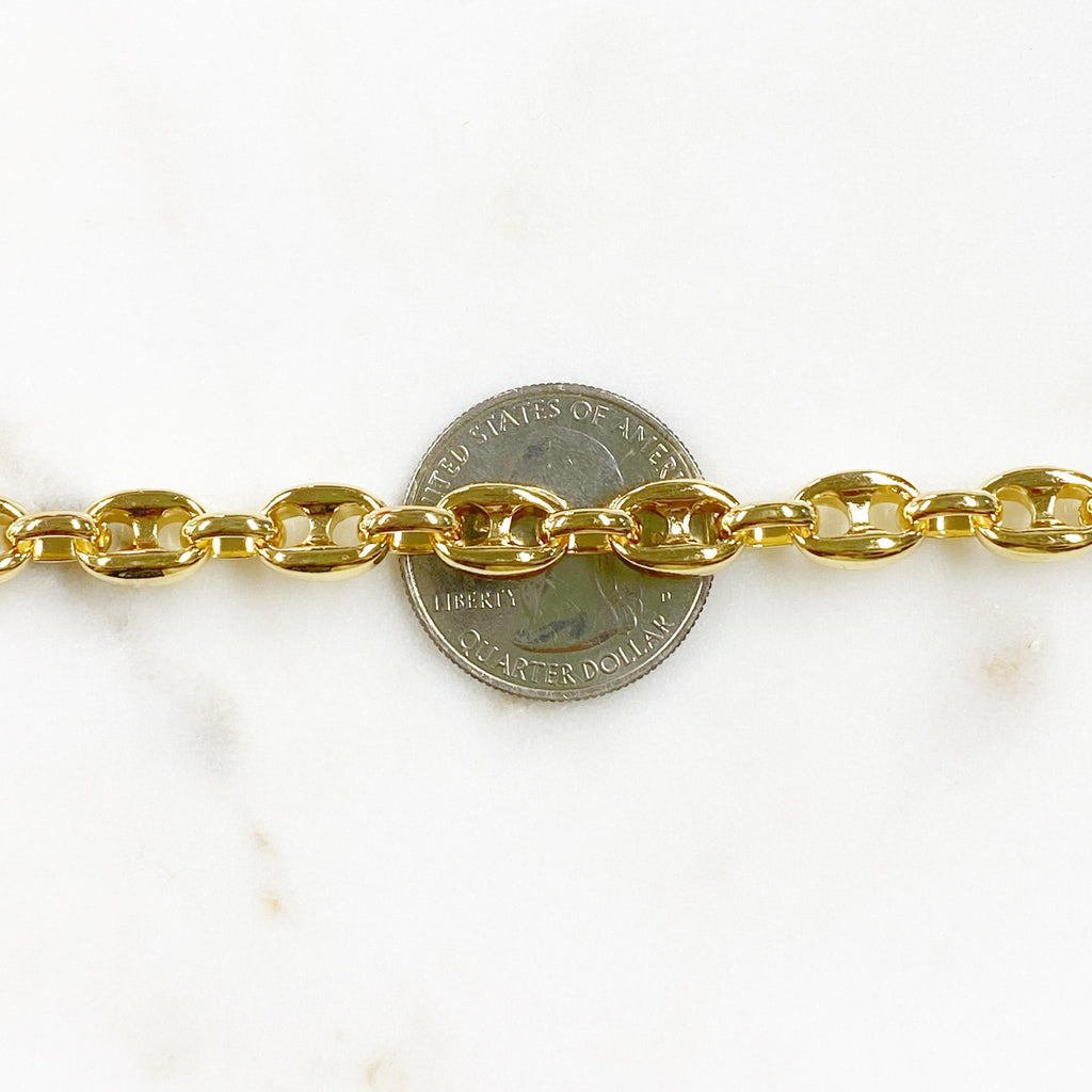 12mmx9mm Brass Gold Metal Mariner Chain Thick Gold Chain – Sold by the Foot