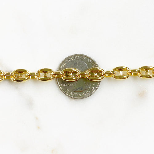 12mmx9mm Brass Gold Metal Mariner Chain Thick Gold Chain – Sold by the Foot