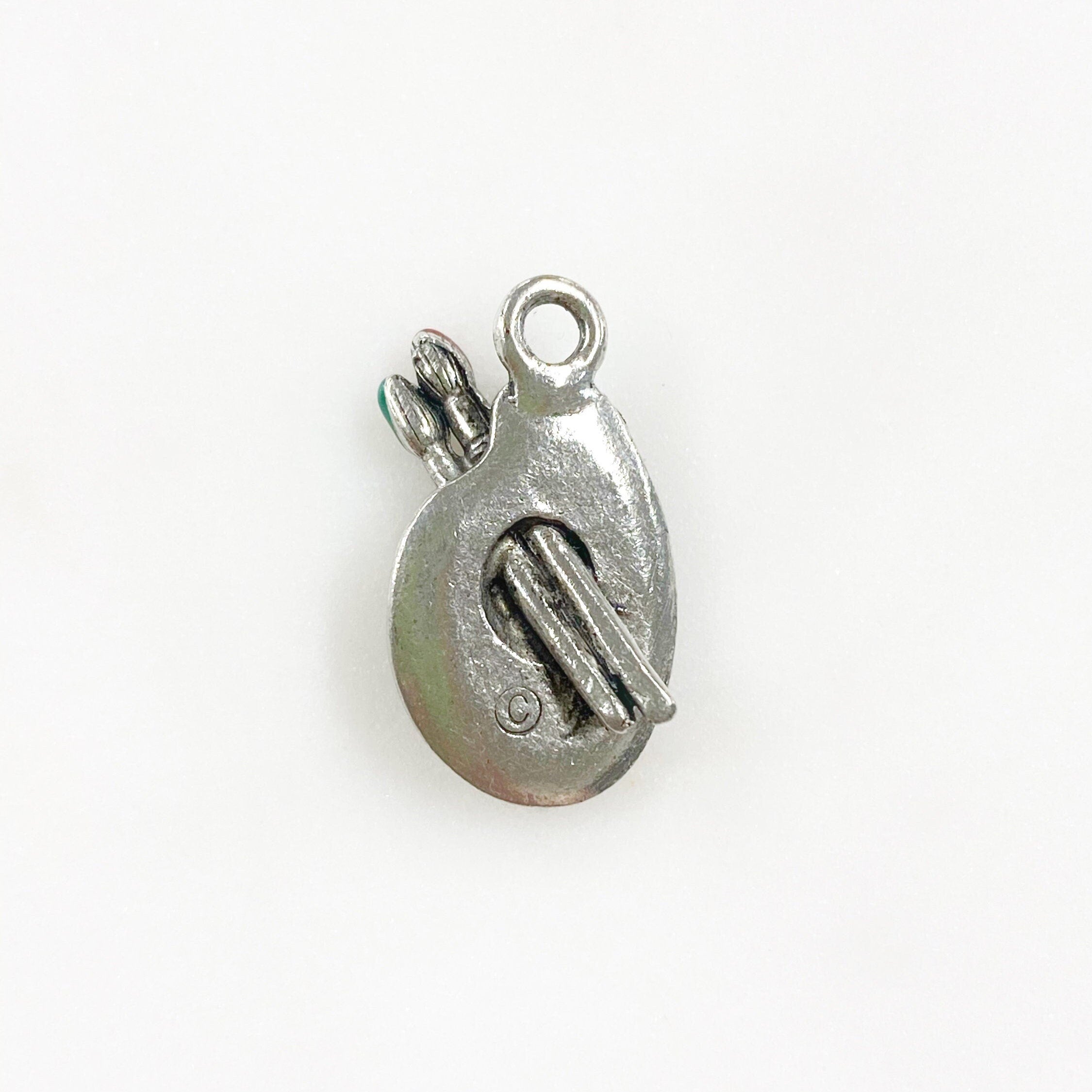 22mmx11mm Pewter Artist Palette Charm Art Paint Colorful Charm