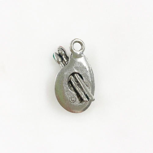 22mmx11mm Pewter Artist Palette Charm Art Paint Colorful Charm