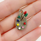 22mmx11mm Pewter Artist Palette Charm Art Paint Colorful Charm