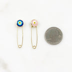 28mmx8mm Gold Plated Evil Eye Safety Pin Pink or Blue Safety Pin