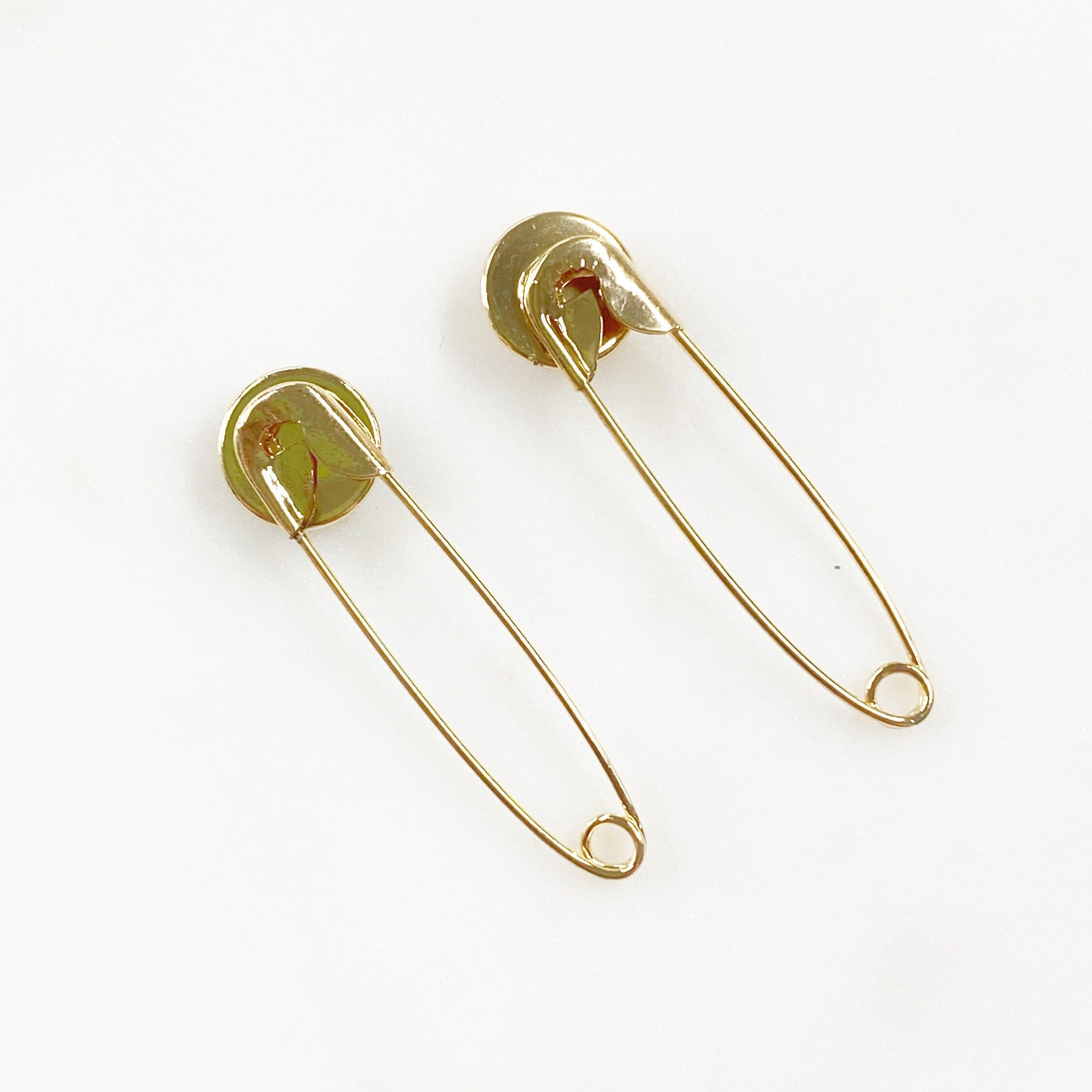 28mmx8mm Gold Plated Evil Eye Safety Pin Pink or Blue Safety Pin