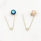28mmx8mm Gold Plated Evil Eye Safety Pin Pink or Blue Safety Pin