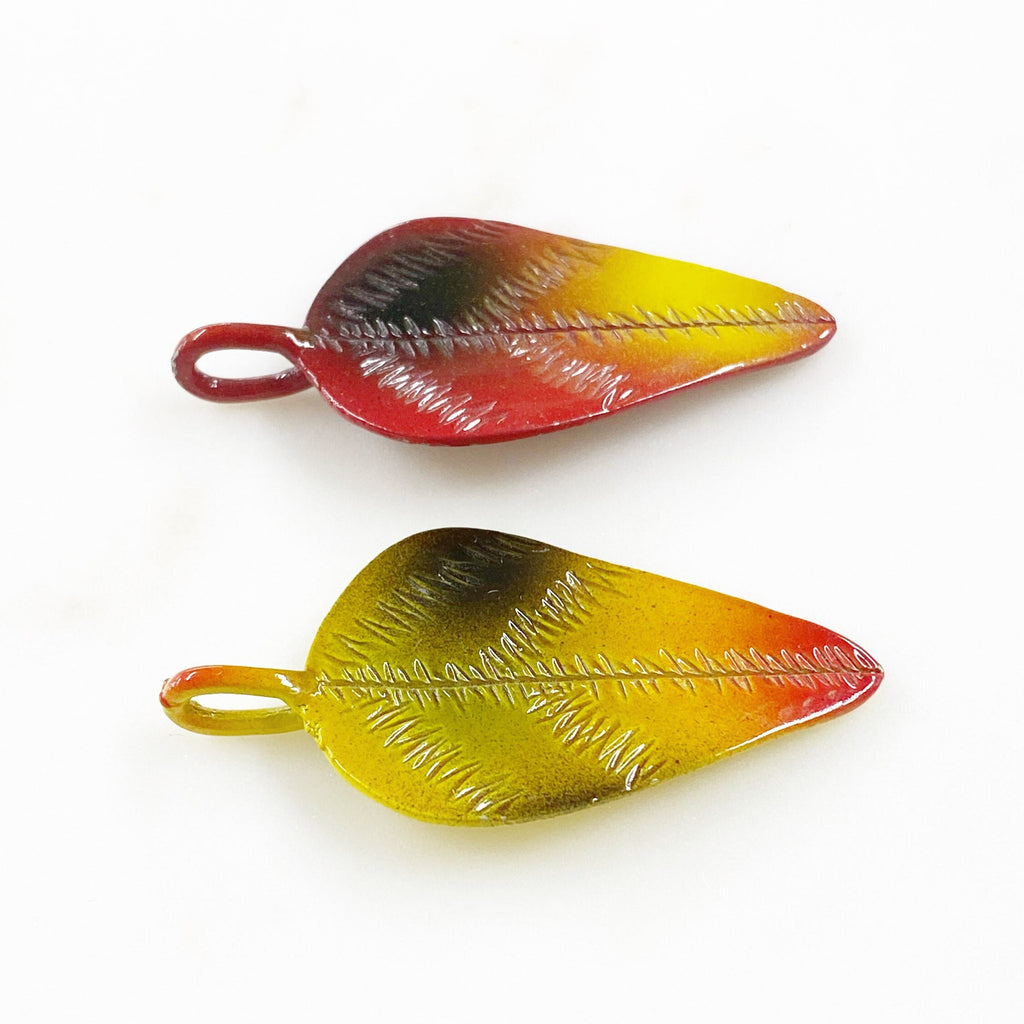 Large Mini Leaves Charm Colorful Detailed Leaf Red