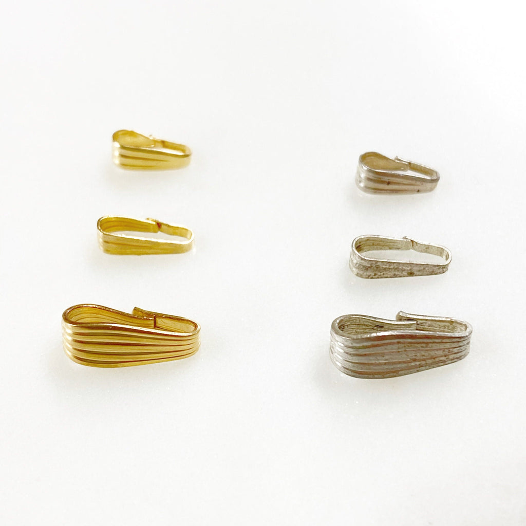 Sterling Silver or Gold Filled Simple Lined Open Pendant Bail (5pc)