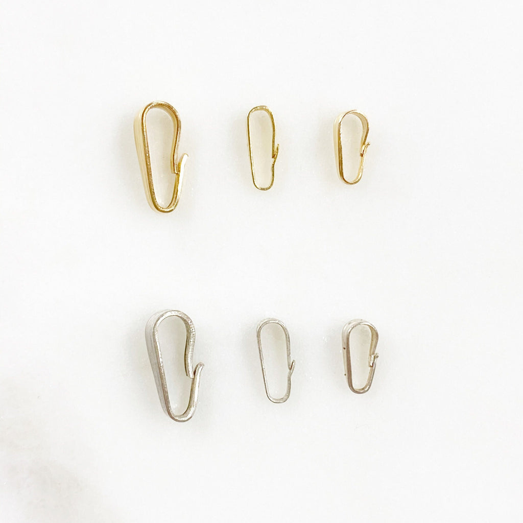 Sterling Silver or Gold Filled Simple Lined Open Pendant Bail (5pc)