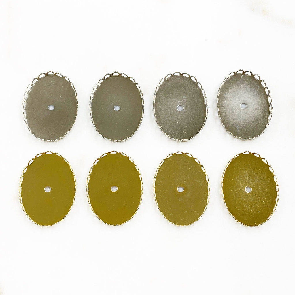 Base Metal 30mm Cameo Setting Gold or Silver (4pc)