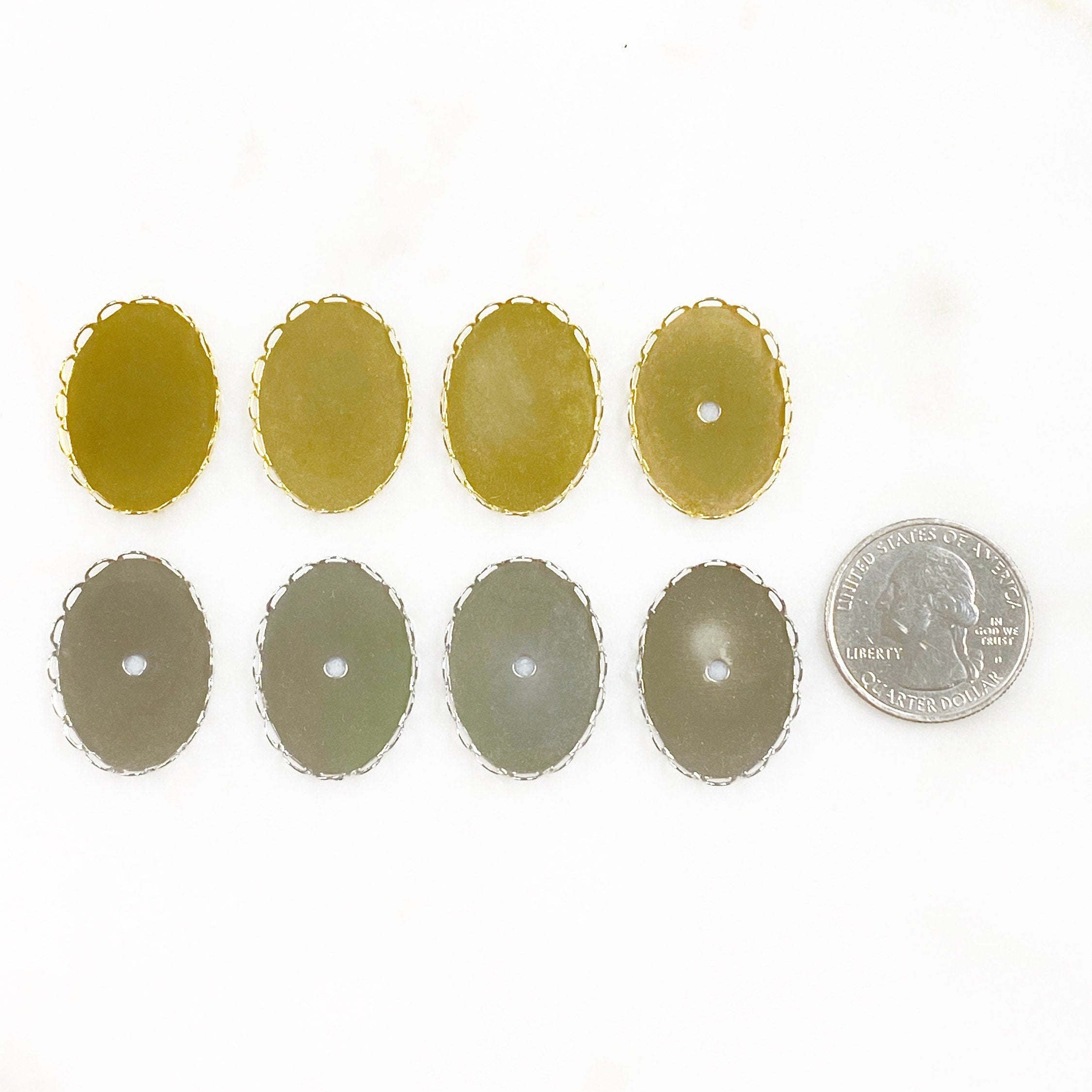 Base Metal 25mm Cameo Setting Gold or Silver (4pc)