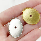Base Metal 25mm Cameo Setting Gold or Silver (4pc)